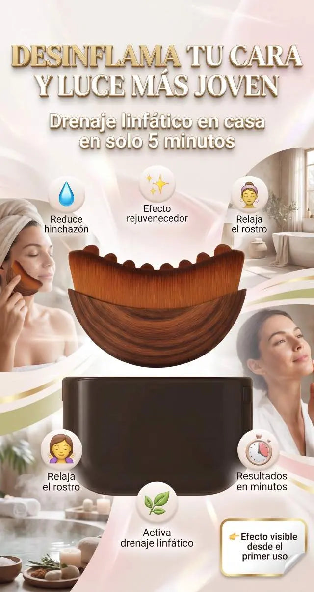 Cepillo Facial de Drenaje Linfático | Reduce la hinchazón y mejora tu piel desde el primer uso