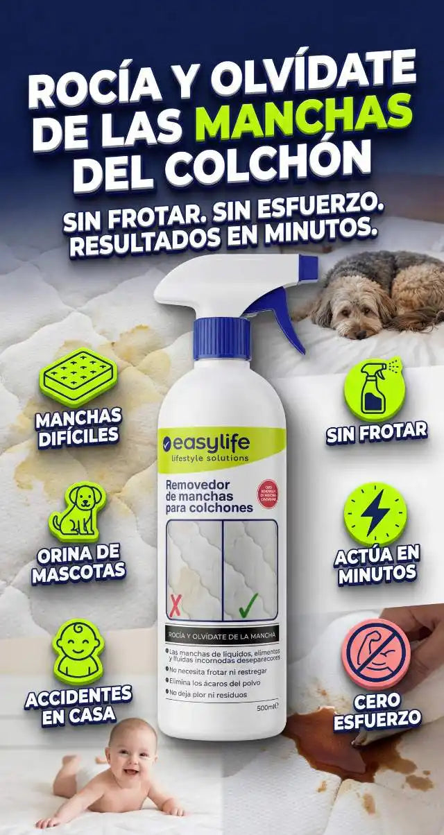 "¡No gastes $150.000 mandando a lavar tu colchón! 💸 Recupera la blancura original y elimina olores por una fracción del precio. ¡Rocía y olvídate!"