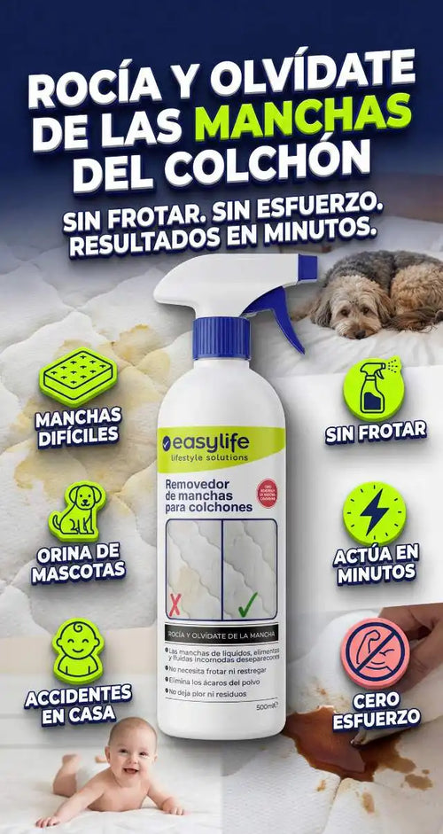 "¡No gastes $150.000 mandando a lavar tu colchón! 💸 Recupera la blancura original y elimina olores por una fracción del precio. ¡Rocía y olvídate!"