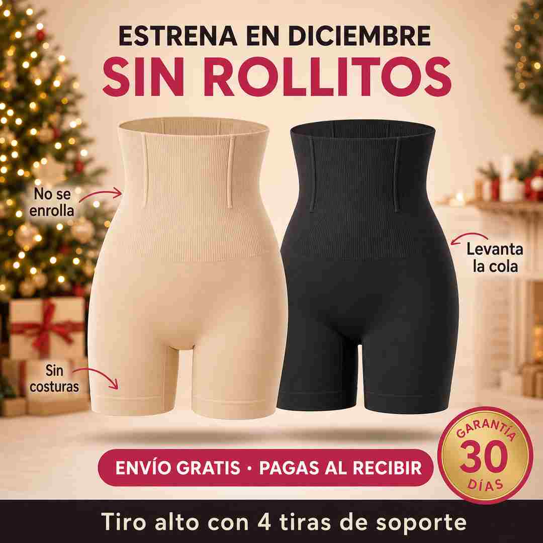 ALMAFIT - Short Faja Moldeador Tiro Alto que No se Enrolla
