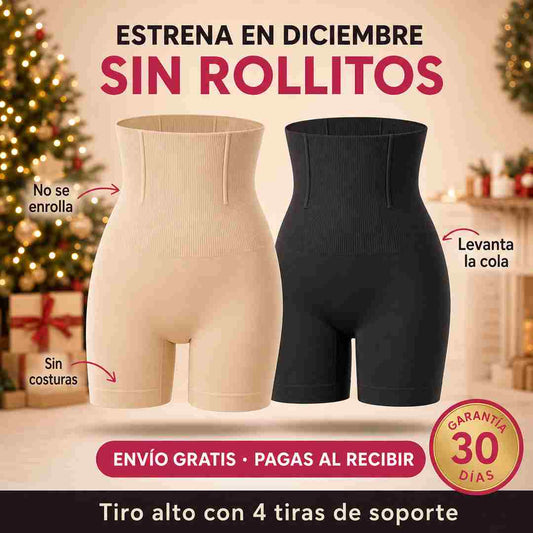 ALMAFIT - Short Faja Moldeador Tiro Alto que No se Enrolla