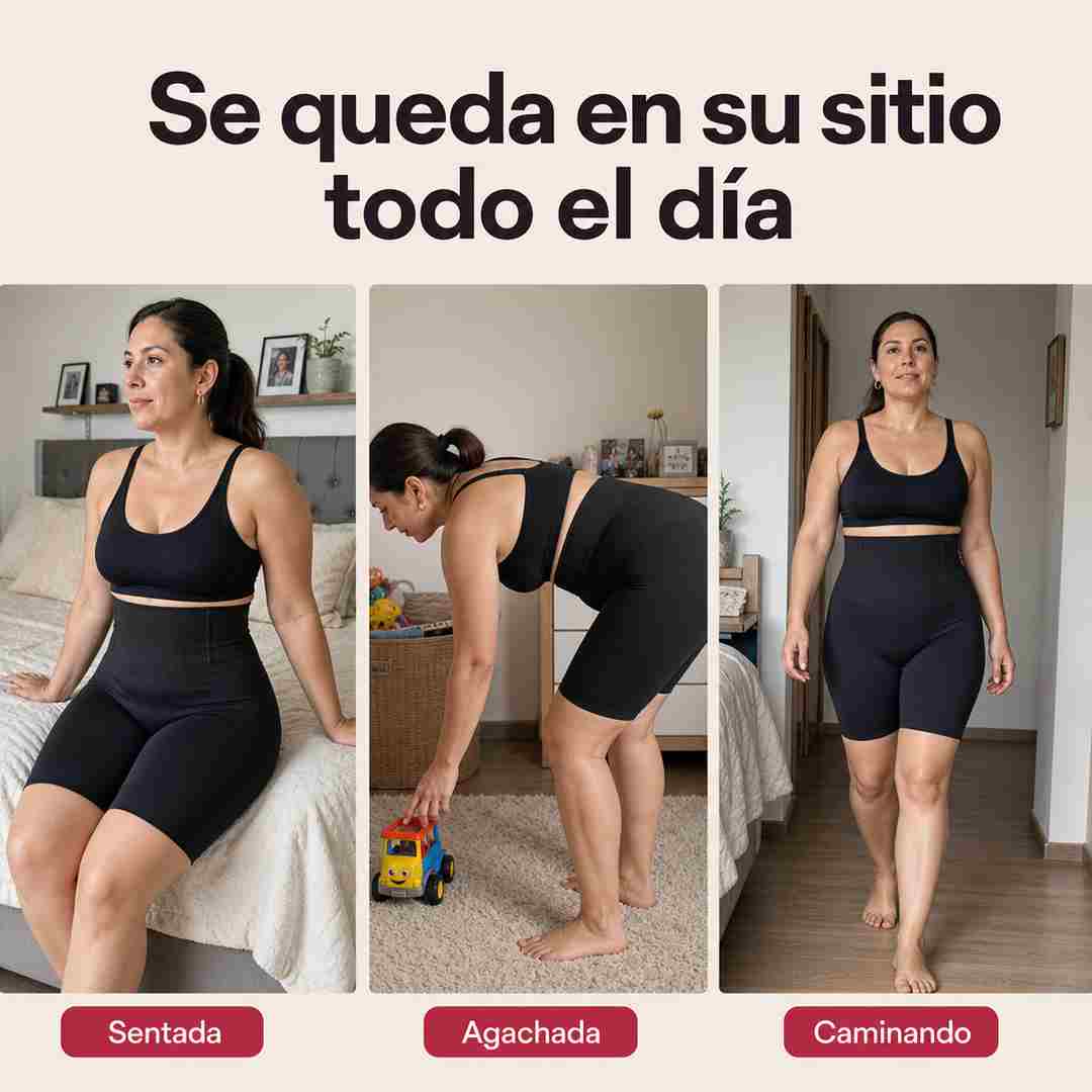 ALMAFIT - Short Faja Moldeador Tiro Alto que No se Enrolla