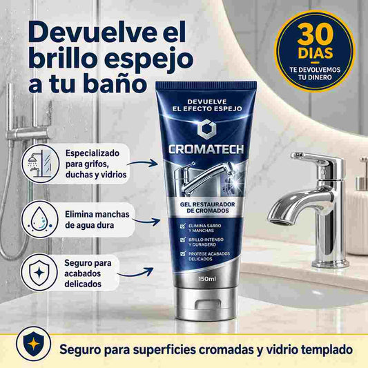 .CROMATECH Gel Restaurador de Cromados - Ayuda a Recuperar el Brillo de Grifos, Duchas y Vidrios - Paga Contraentrega