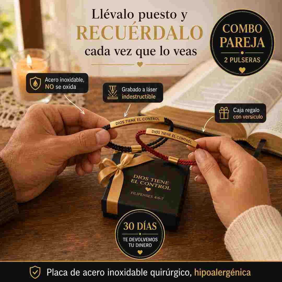 Pulsera Dios Tiene el Control - Combo Pareja (2 Unidades)