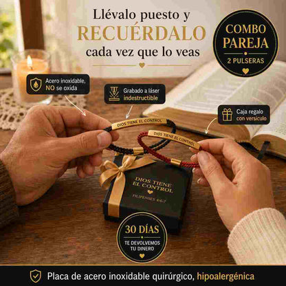 Pulsera Dios Tiene el Control - Combo Pareja (2 Unidades)
