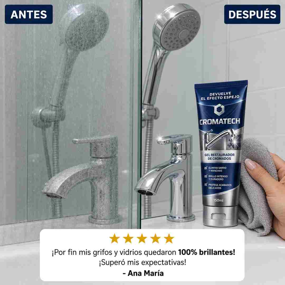 .CROMATECH Gel Restaurador de Cromados - Ayuda a Recuperar el Brillo de Grifos, Duchas y Vidrios - Paga Contraentrega