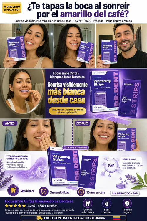 Focussmile Cintas Blanqueadoras - Sonrisa Mas Blanca Sin Dolor - Descuento Especial Hoy