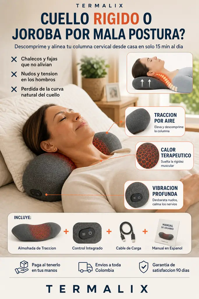 Termalix Cojin para Cuello y Hombros - Descanso Profundo con Calor - Oferta por Tiempo Limitado