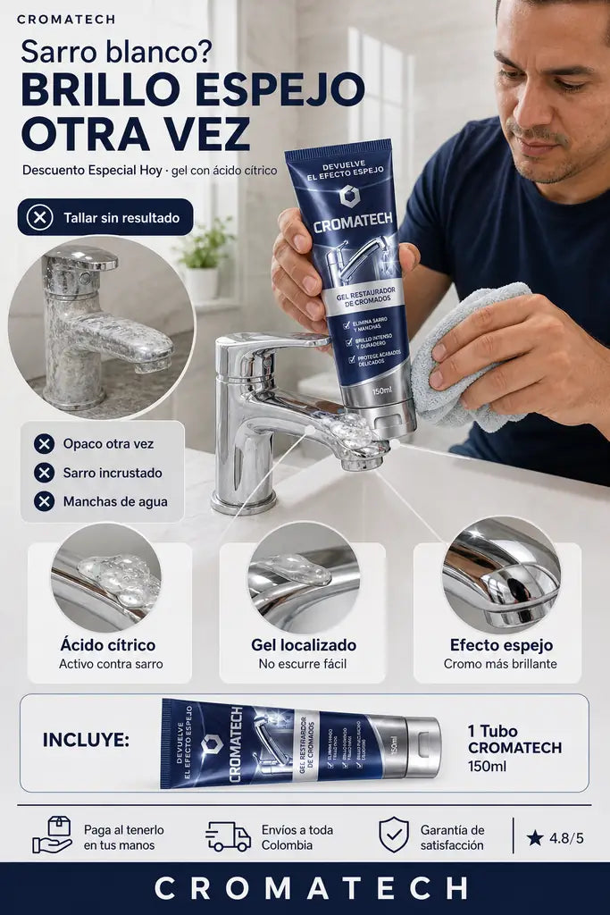 CROMATECH Gel Restaurador de Cromados - Brillo Espejo para tu Griferia - Descuento Especial Hoy